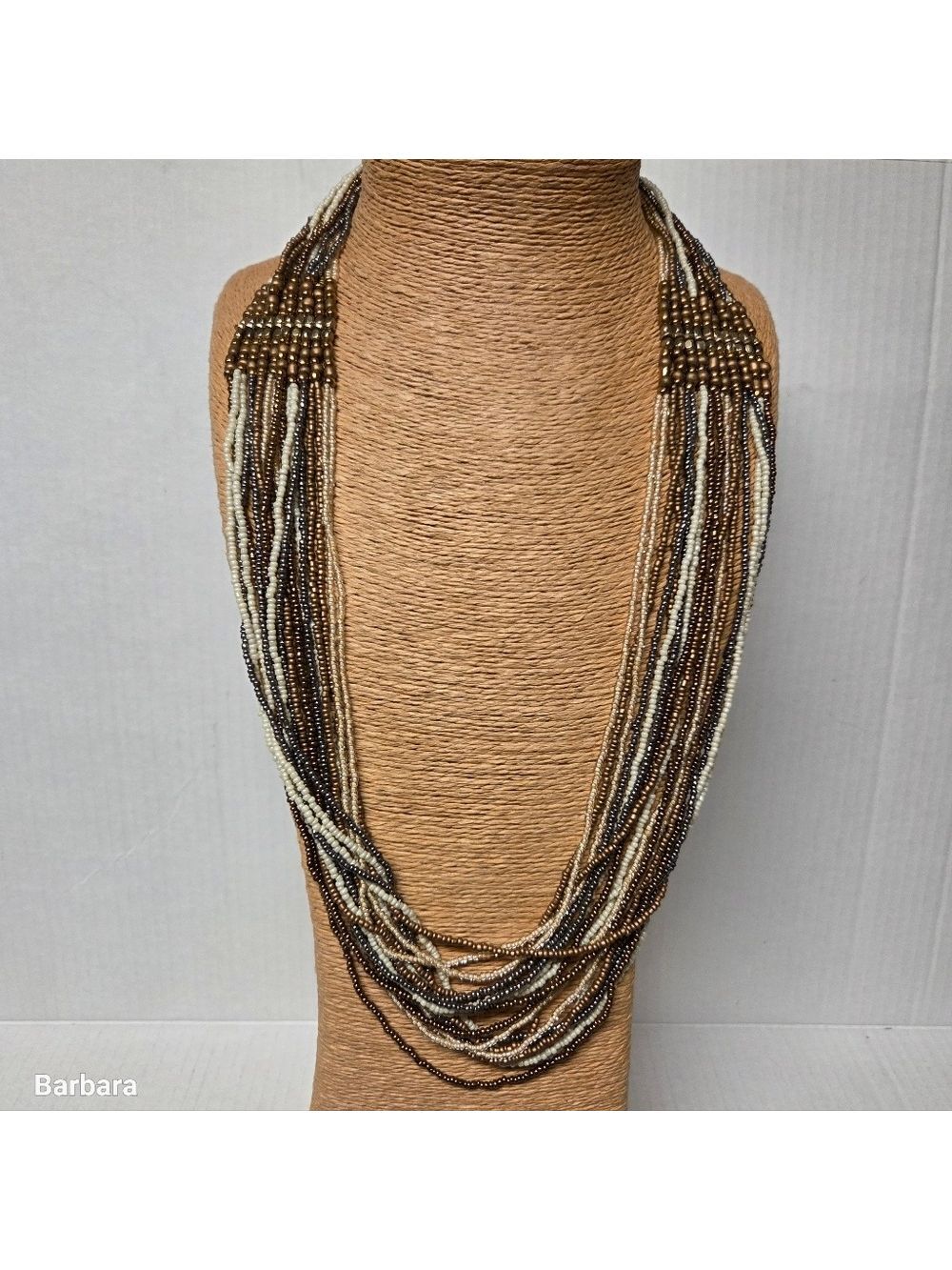 Vintage Tribal Glass Seed Bead Collar Necklace